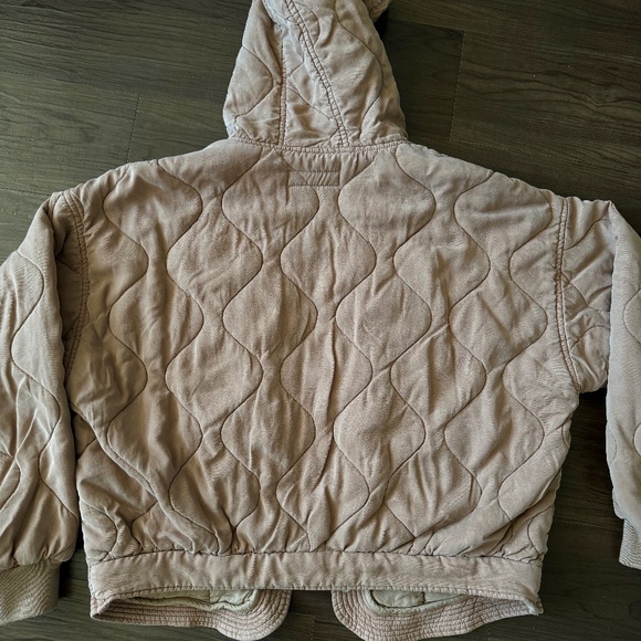 Blank NYC Light Brown Quilted Bomber Jacket with Hood - Picture 7 of 7